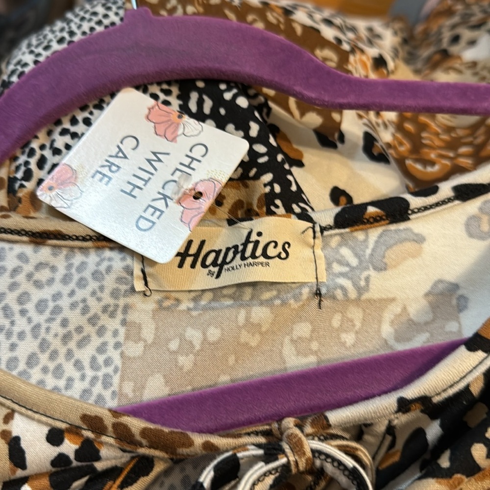 Haptics Leopard Patchwork Blouse - Brown, Black, White - Picture 4 of 5